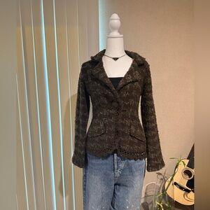 Monsoon Women's Textured Dark Brown Blazer